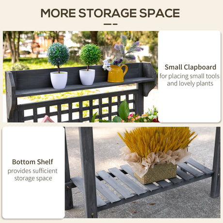 Outsunny Outdoor Potting Bench Table, Wooden Workstation with Sliding Tabletop, Storage Shelf and Dry Sink, for Greenhouse, Garden, Patio, Gray Outsunny