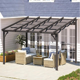 AECOJOY 10' x 8' Gazebo for Patio, Retractable Pergola with Adjustable Sun Shade Canopy Roof, Small Wall-Mounted Lean to Outdoor Pergolas and Gazebos Clearance, Metal Awnings for Decks, Patio AECOJOY