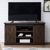 EDYO LIVING Farmhouse TV Stand for 65 Inch TV, Wood TV Stand with Sliding Barn Door, Entertainment Center with Storage Cabinet, Rustic Media Console for Living Room Bedroom, Espresso EDYO LIVING