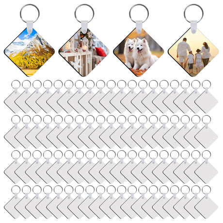 LaiHiulaan 240Pcs Sublimation Keychain Blanks Square Bulk Products Double Sides 80 MDF Sublimation Keychains Blank with 160 Rings and Clips Heat Transfer Sublimation Key Chain for DIY Craft LaiHiulaan