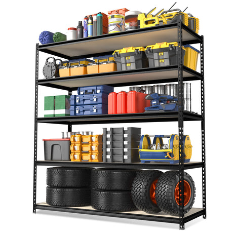 WORKPRO 5-Tier Metal Garage Shelving, 48”W x 24”D x 72”H, Adjustable Storage Rack, Heavy Duty Shelf with Particle Board, 2500 lbs Load Capacity (Total) for Garage, Basement, Warehouse, Kitchen WORKPRO