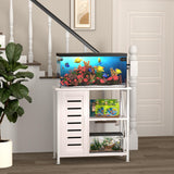 Herture 20-29 Gallon Fish Tank Stand, Aquarium Stand with Cabinet Accessories Storage, Heavy Duty Metal Frame, 31.49" L*15.74" W Tabletop, 330LBS Capacity,White PG07YGW Herture