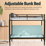 Twin Over Futon Bunk Bed, Metal Bunk Bed Convertible Couch and Bed, Metal Frame and 2 Ladder for Kids Teens Adults, Twin Over Full Bunk Beds, No Box Spring Needed Anwick