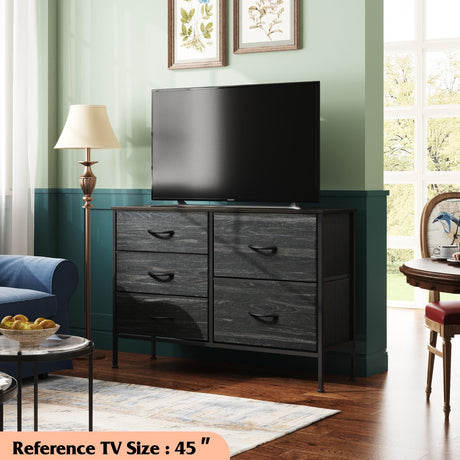 WLIVE Dresser for Bedroom with 5 Drawers, Wide Bedroom Dresser with Drawer Organizers, Chest of Drawers, Fabric Dresser for Living Room, Closet, WLIVE
