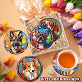 Puraikcmi 6pcs Dogs DIY Diamond Art Painting Kits Coasters with Holder, Diamond Coasters by Number Adults Crafts Full Drill Round Mosaic Stitch Art Craft Supplies Puraikcmi