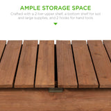 Best Choice Products Mobile Garden Potting Bench, Outdoor Wood Workstation Table w/Sliding Tabletop, 4 Locking Wheels, Food Grade Dry Sink, Storage Shelves - Brown Best Choice Products