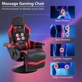 IBXFO Massage Gaming Chair for Adults, Heavy Duty Reclining Office Chair with Footrest, Adjustable Backrest and Cup Holder, Black Red IBXFO