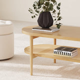 Nathan James Sonia Coffee Table with Storage Shelf, Light Wood/Rattan Nathan James
