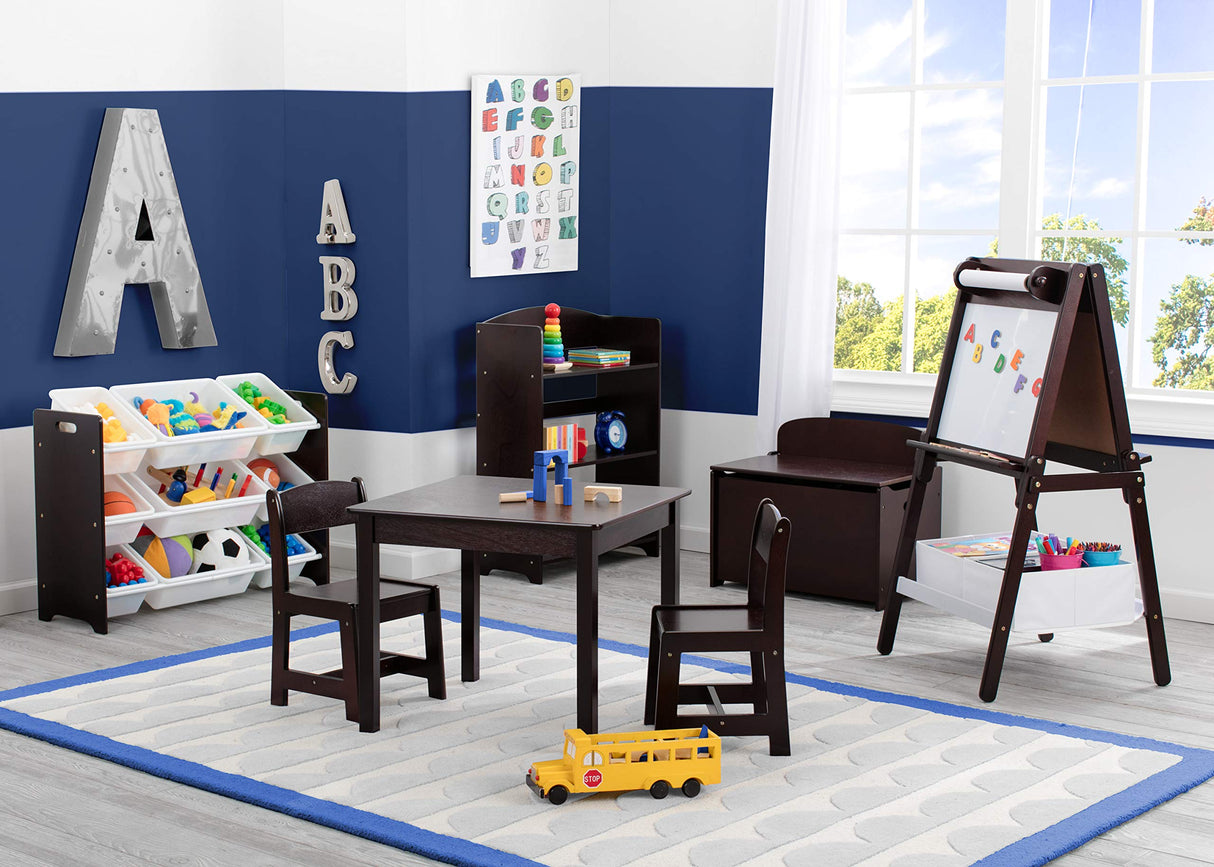 Delta Children MySize Kids Wood Table and Chair Set (2 Chairs Included) - Ideal for Arts & Crafts, Snack Time, Homework & More - Greenguard Gold Certified, Dark Chocolate, 3 Piece Set Delta Children