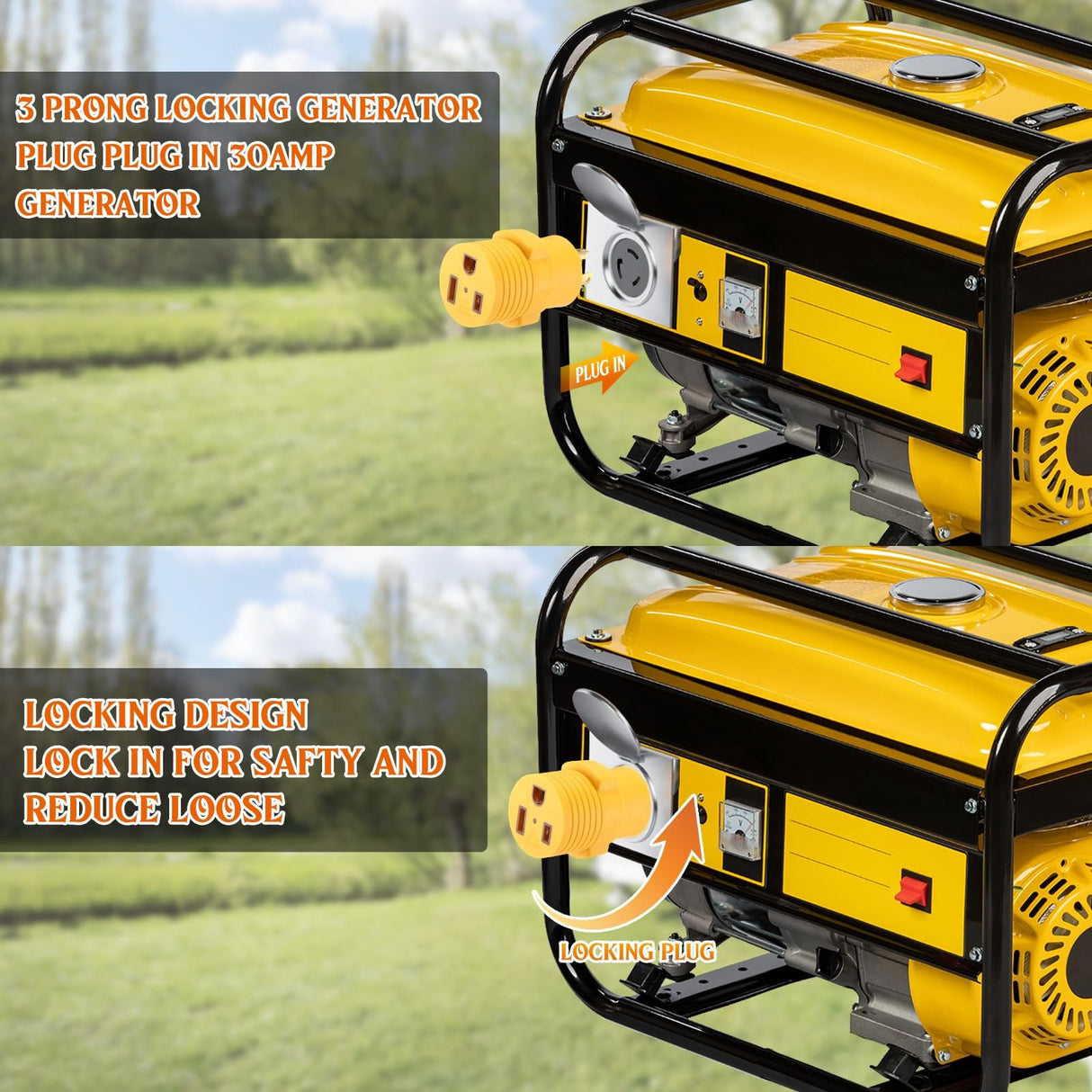 Kanayu Generator Welder Adapter Compatible with Nema L6-30P to 6-50R 3 Prong 30 Amp Locking Male Plug to 50 Amp Female Receptacle Adapter Generator RV EV Charger Power Cord Connector Kanayu