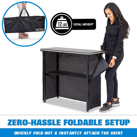 GoBar Portable Bar Table with Multi-Color LED Lights - Mobile Bartender Station for Events - Includes Carrying Case GoPong