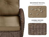 SHA CERLIN 3 Pieces Patio Furniture Set, Outdoor Swivel Glider Rocker, Wicker Patio Bistro Set with Rocking Chair, Cushions and Table (Khaki) SHA CERLIN