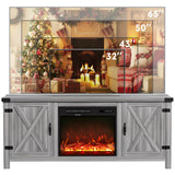 YESHOMY Fireplace TV Stand with Two Barn Doors and Storage Cabinets for Televisions up to 65+ Inch, Entertainment Center Console Table, Media Furniture for Living Room, 58 Inch, Gray Wash YESHOMY