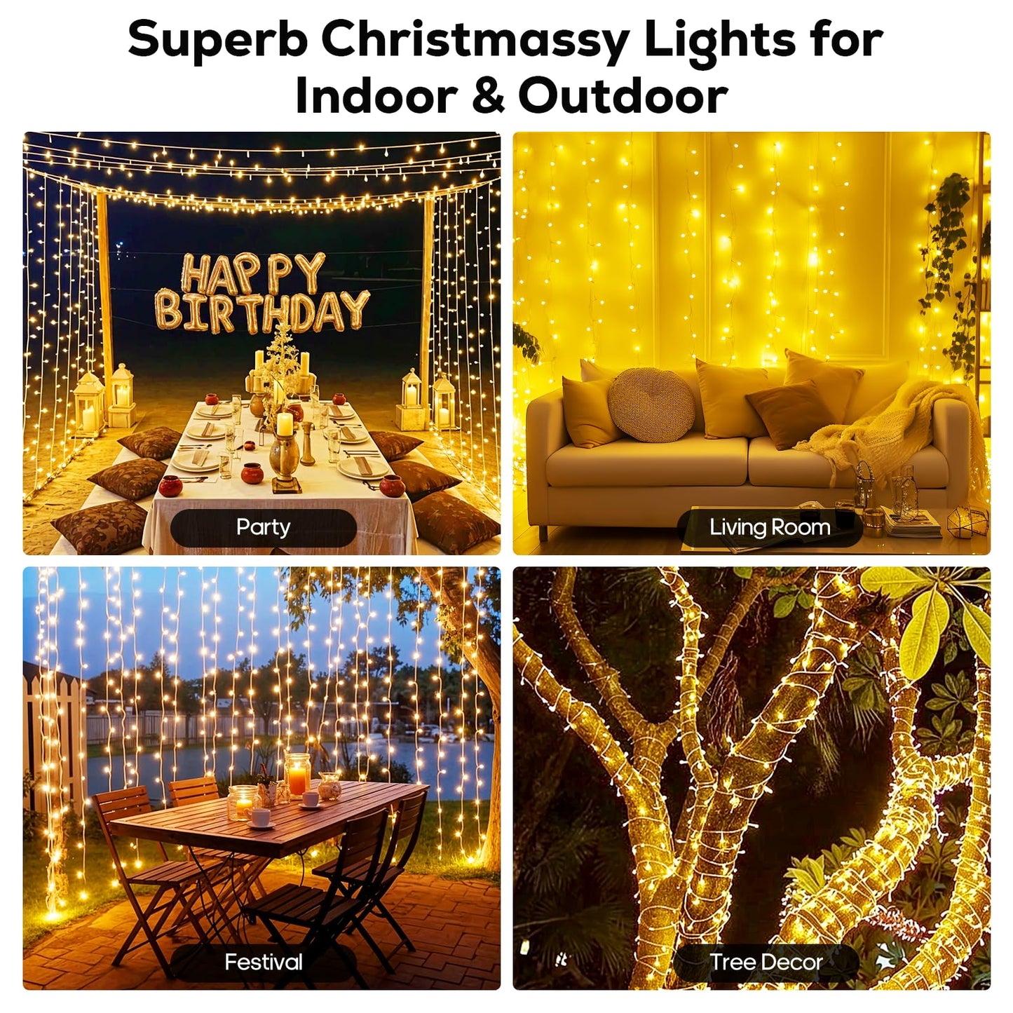 300 LED String Lights, 128FT Waterproof Fairy Lights Christmas Ligths 8 Modes Twinkle Indoor Outdoor, Plug in for Bedroom Classroom Girl's Room Wedding Garden Christmas Decorations (Warm White)