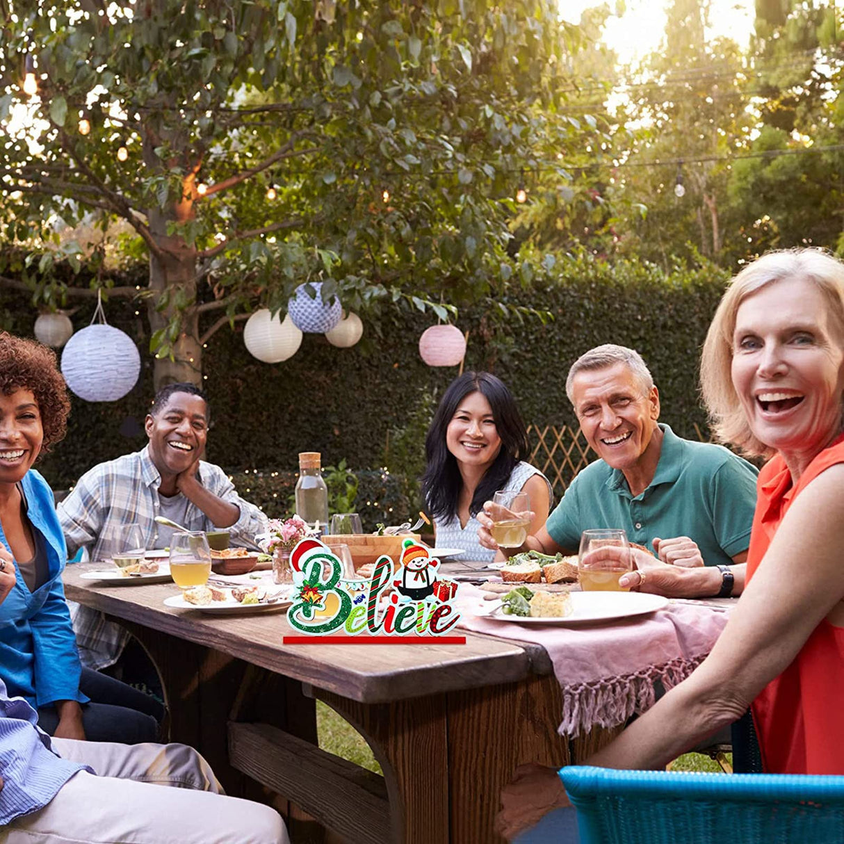 Blulu 3 Christmas Table Centerpiece Decoration Merry Christmas Tabletop Wooden Sign Snowman Sign Farmhouse Centerpieces for Christmas Holiday Party Indoor Decorations(Chic Style) Blulu