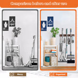 Mop and Broom Holder Wall Mount-Rustic Wood Broom Hanger Wall Mount | Laundry Room Organization and Storage Broom Organizer Wall Mount-Kitchen Decor Modern Farmhouse Wall Decor (Brown-3slots/4hooks) MG rack YF