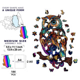 GuDoQi Wooden Puzzles for Adults, Owl Puzzle - Unique Shape Animal Wood Puzzle, Fun Challenging Wooden Jigsaw Puzzles Gifts, Perfect Family Game (8.3 x 11.7 inch, 144 Pieces) GuDoQi