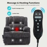 EZZUP Power Lift Chair with Vibration Massage Heat for Elderly People, Dual Motor Electric Lay Flat Recliner Chair with Power-Remote, Standing Assistance Reclining, Chenille Dark Gray EZZUP