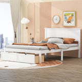 SOFTSEA Full Size Platform Bed with Under-Bed Storage Drawers and Solid Wood Construction SOFTSEA