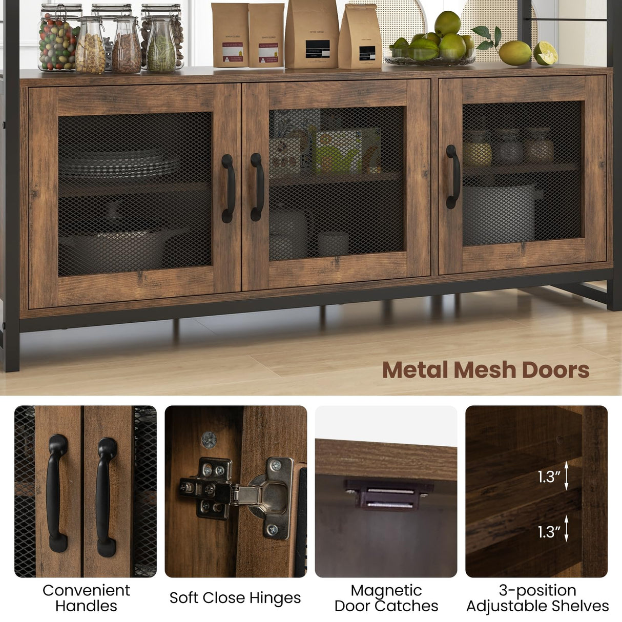 Giantex Dining Table Set for 4, Kitchen Island with Seating Bench & Stools, Storage Cabinet, 3-Position Adjustable Shelves, Bar Table and Chairs Set for Small Space, Kitchen Table Chairs Set of 4 Giantex