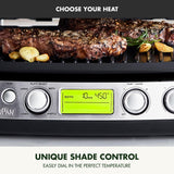 GreenPan Elite 7-in-1 Multi-Function Contact Grill & Griddle, Healthy Ceramic Nonstick Aluminum, Grill & Waffle Plates, Adjustable Shade & Shear, Closed Press/Open Flat Surface, PFAS-Free, Black GreenPan