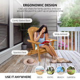 VINGLI Folding Adirondack Chairs Wood Lawn Chair Wooden Lounger 350 LBs Support Fire Pit Seating Natural Finished Weather Resistant Indoor Outdoor Furniture VINGLI