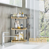 CeleVista Corner Bathroom Counter Organizer, 3 Tier Bathroom Storage Countertop for Skincare, Sink Shelf for Kitchen Decor, Vanity, Dresser, Makeup, Gift(Rustic Brown) CeleVista