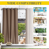 NICETOWN 2 Panels Weighted Blackout Curtains Patio Waterproof Outdoor Curtains, Thermal Insulated Top & Bottom Grommet & Back Tab Wind-Break Drapes Privacy for Pergola, W52 by L84, Tan-Khaki NICETOWN