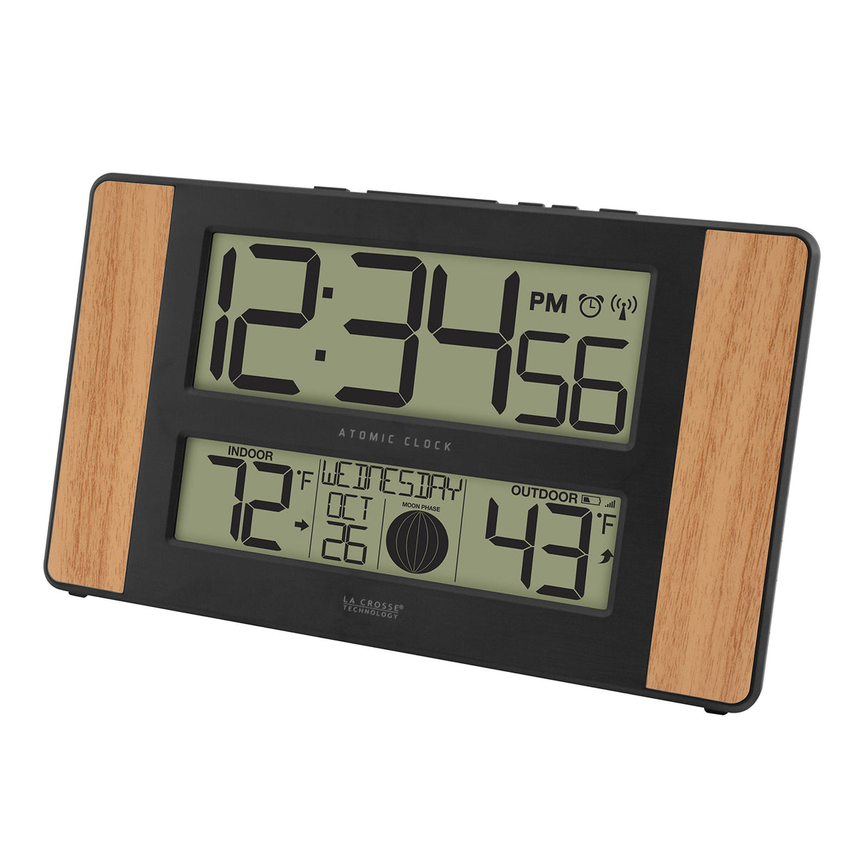 La Crosse Technology Atomic Digital Clock with Outdoor Temperature, Wood Oak, 0 La Crosse Technology