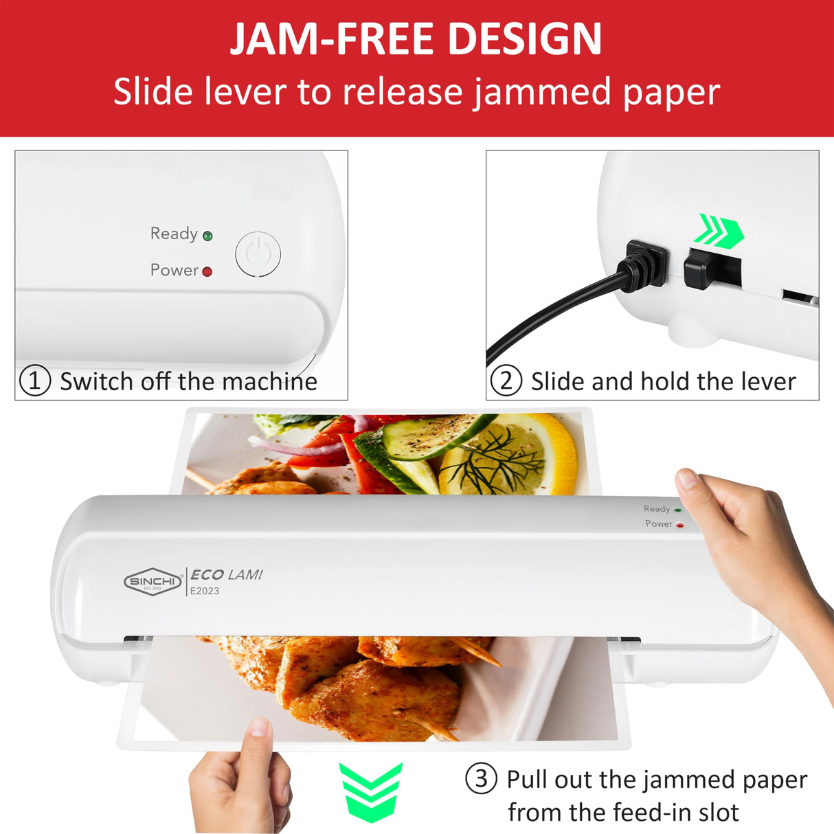 SINCHI 9-Inch Laminator, 3–5 Mil, Thermal Laminating Machine with 10 Sheets, Jam Release Lever, 30-Min Auto Shut-Off, One-Touch Easy Operation, Compact for Home, Office, and School SINCHI