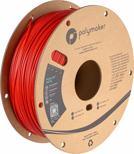 Polymaker PETG Filament 1.75mm 1kg Red 3D Printer Filament, PolyLite PETG 3D Printing Filament 1.75mm, Dimensional Accuracy +/- 0.03mm, Print with Most 3D Printers POLYMAKER