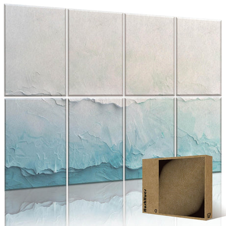 HushHues 8-Pack Art Acoustic Panels 48x32 Inches Acoustic Wall Panels- Stylish Sound Absorbing Panels for Recording Studios, Offices, Home, Easy Installation HushHues
