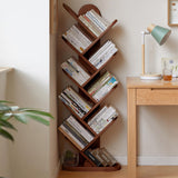 Wayshome 10 Tiers Bookshelf, Standing Tree Bookshelf, Creative Multi-Layer Bookcase, Standing Bookcase Rack Book Storage Organizer Shelves for Study, Bedroom, Office Walnut Wayshome