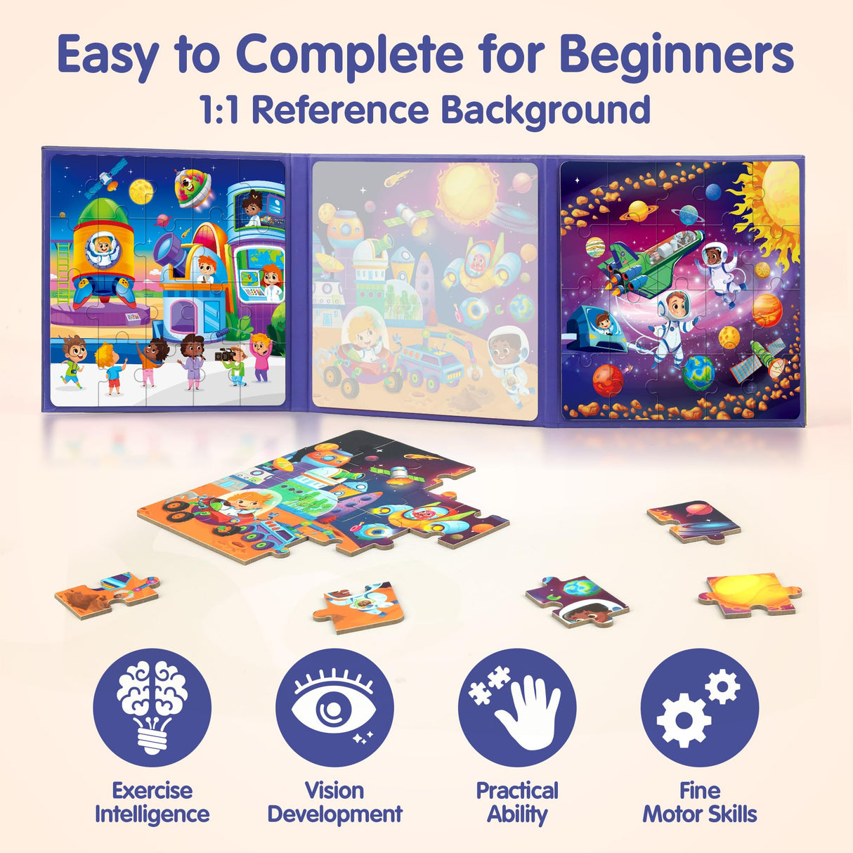 SYNARRY Magnetic Puzzles for Toddlers 3-5, Space Planets Solar System Puzzles for Toddlers 2-4, Travel Puzzles for Kids Ages 4-6 Car Airplane Road Trip Activities Games Gifts Toys for 3 4 5 6 Year Old SYNARRY