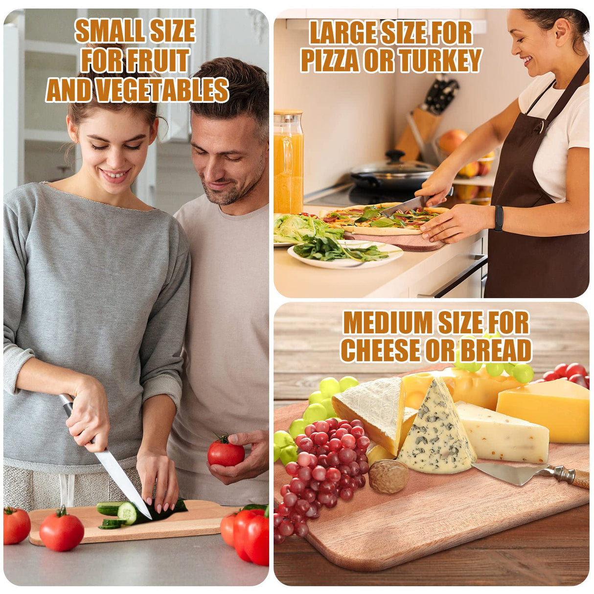 12 Packs Cutting Board Set Plain Chopping Board with Handles Large Serving Board Wooden Kitchen Cutting Board Bulk for Vegetables Meat Pizza Cheese Fruit Bread (15 x 7 Inch, Walnut) Patelai