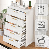 Zamildon's 5 Drawer Dresser, 47" Tall Dressers for Bedroom with Anti-Tip Device, White Modern Storage Closet with Handle for Hallway,Entryway Zamildon's