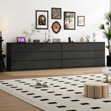 Black Dresser for Bedroom, 63 Inch Long 9 Drawers Dresser with Charging Station, Modern Large Wood Chest of Drawers Handle Free for Bedroom, Living Room, Entryway, Hallway, Black jiteentarou