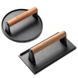 Bellemain Heavy-Duty Cast Iron Grill Press Set – Perfect Smash Burger & Steak Press with Ergonomic Wood Handle for Pro-Level Searing on Griddle, Skillet, or BBQ Bellemain