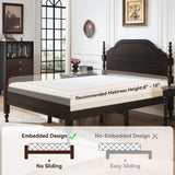 BedsPick Solid Wood Bed Frame Queen Size, Wooden Retro Style Queen Bed Frame with Headboard and Footboard, Heavy Duty Bed Frame with 12 Wood Slats Support,No Box Spring Needed,Noiseless, Dark Brown BedsPick