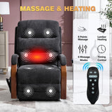 Trustyue Dual Motor Power Lift Recliner Chair, Lift Chair with Massage and Heat for Elderly, Lay Flat Recliner, Standing Assistance, Infinite Position Reclining, Living Room Chair, Chenille, Black Trustyue