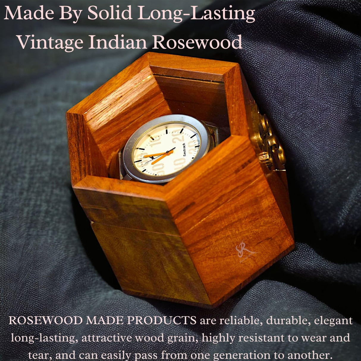 Watch Box for Men, Single Slot Watch Display Case Mens Watch Box Organizer, Dark Rosewood Watch Cases for Men Watch Storage, Valentines Gift Watch Organizer Holder Case for travel with Glass Lid Royal Craft Expertise