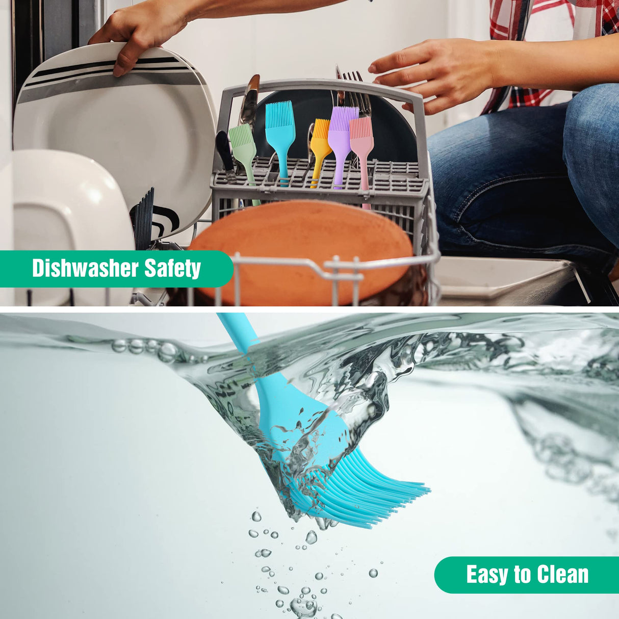 HAUSHOF Silicone Basting Pastry Brush, Heat Resistant Pastry Brush Set, One-Piece Design, Perfect for Baking, Grilling, Spreading Oil, Butter, BBQ Sauce, or Marinade, Dishwasher Safe HAUSHOF