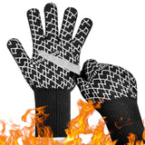 HandLove BBQ Gloves - Heat Resistant Grilling, Oven Gloves for Culinary Experts - Extreme Fireproof Protection, Silicone Grip, Long Cuff Mitts - Kitchen & Outdoor Barbecue, Cooking, Baking, Black, L HandLove