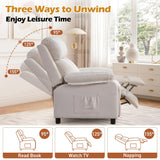 Korser Recliner Chair for Adults, Padded Deep Seat Reading Chair with Side Pockets, Small Recliners for Small Spaces, Adjustable Chair for Living Room, Bedroom, and RV (Linen) Korser