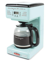 Nostalgia Retro 12-Cup Programmable Coffee Maker With LED Display, Automatic Shut-Off & Keep Warm, Pause-And-Serve Function, Aqua Nostalgia