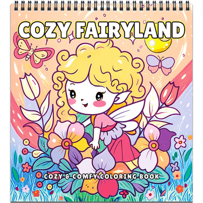 Cozy Fairyland: Cute Coloring Books for Adults Relaxation – 32 Dreamy Flower Fairy Scenes, Comfy Coloring Book for Teens Stress Relief & Mindfulness Gift for Women, Spiral Bound – by FUN LAVIE