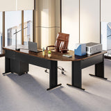 LITTLE TREE 83 Inch L-Shaped Office Desk with Drawers, Large Executive Office Desk with Storage, Wooden Computer Desk with File Cabinet, Modern Work Desk for Home Office, Brown LITTLE TREE