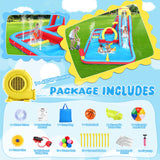 Whubefy Inflatable Water Slide Bounce House, 13.2x10Ft 13-in-1 Bounce House Obstacle Course Waterslides, Summer Fun w/Boxing Pole/Slide/ 10+ Accessories, Inflatable Water Slide for Kids Outdoor Whubefy