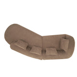 Merax 116" Curved Polyester Sectional Sofa, Modern Pearl Upholstery 3 Seat Cloud Couch with Chaise Lounge & 4 Pillows for Living Room, Camel Merax