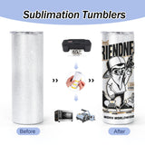 AGH 4PCS Sublimation Glitter Tumblers 20 oz Skinny Straight White 20oz Blanks Stainless Steel Cup with Lid & Metal Straw & Shrink Wrap & Brush AGH